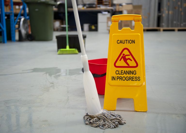 Cleaning Warehouse Caution Wet Floor